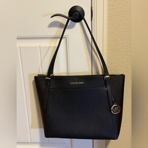 Michael Kors black leather east-west large tote bag